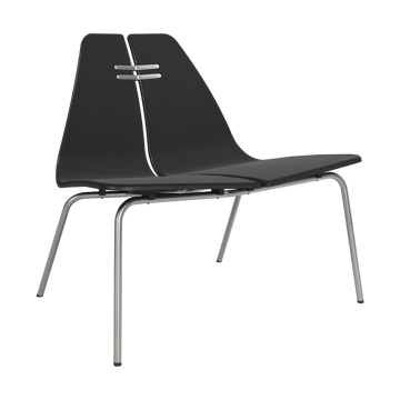 PK23 fåtölj - Black-Christianshavn 1175-rostfritt stålstativ - Fritz Hansen