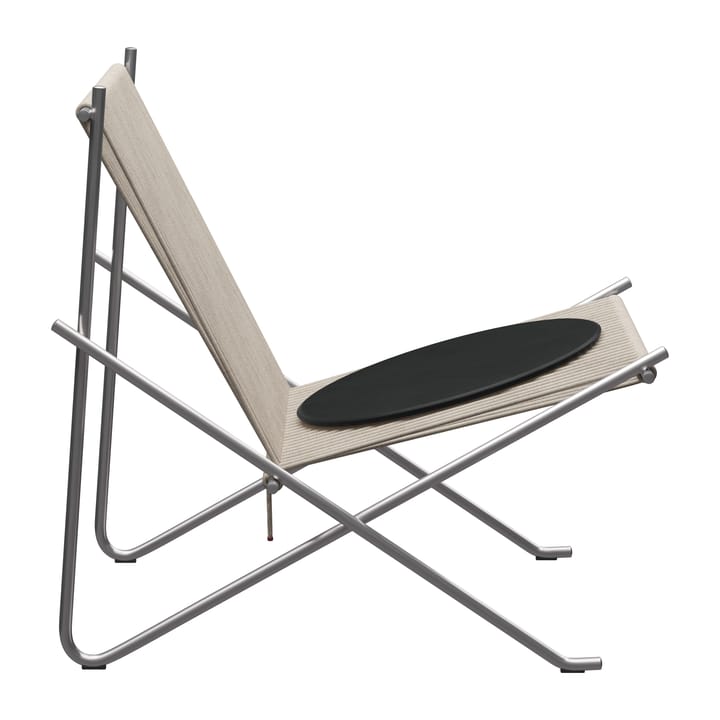 PK4 loungestol med läderdyna - Rostfritt stål-natur-svart - Fritz Hansen