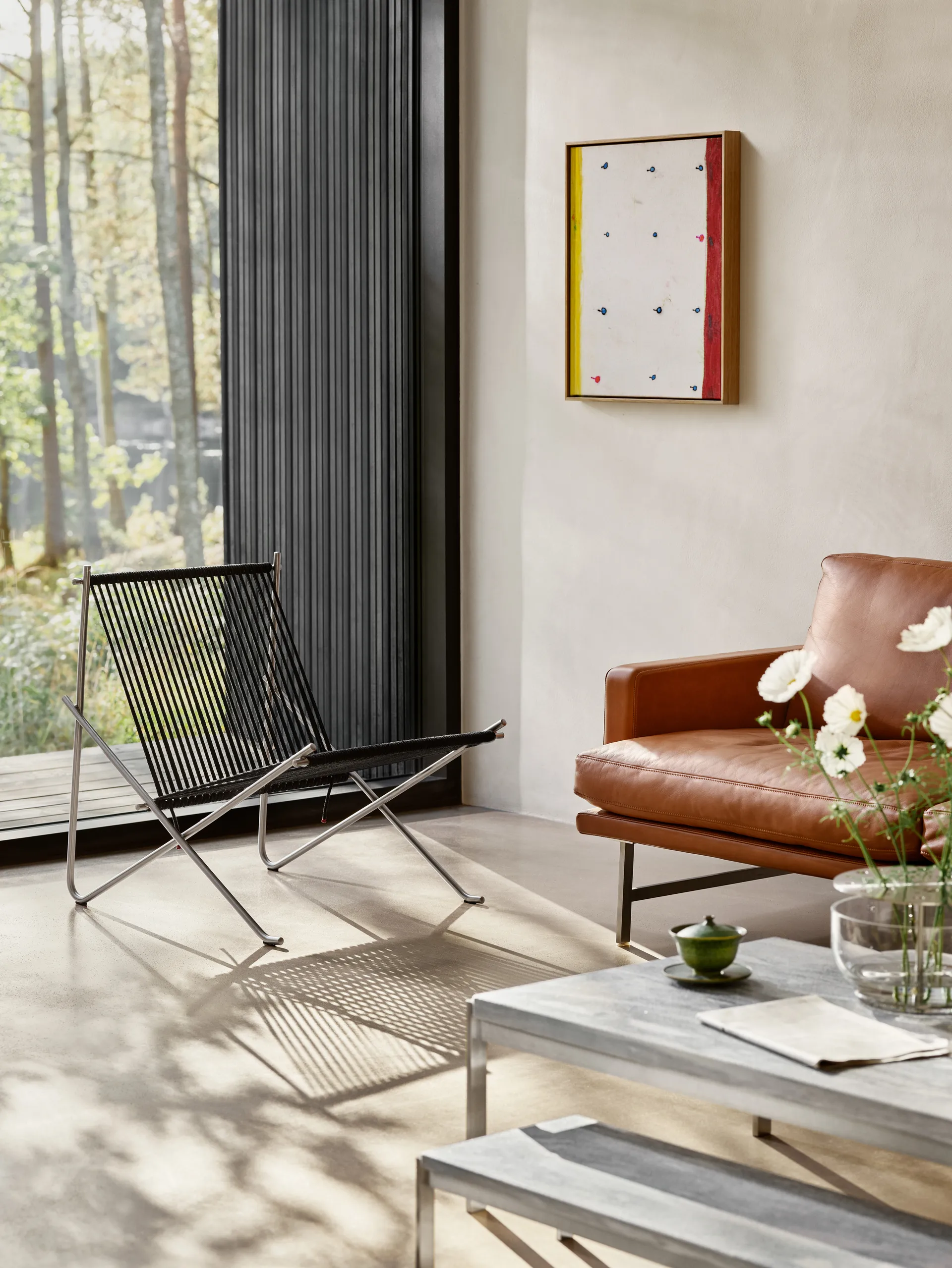 PK4 loungestol, Rostfritt stål-svart Fritz Hansen