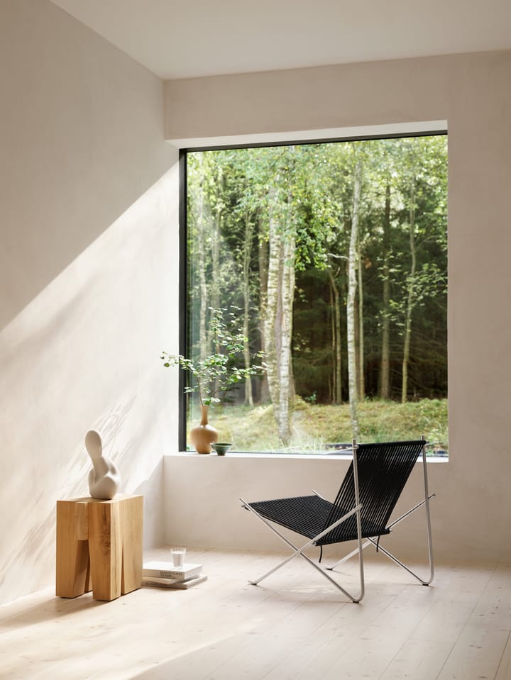 PK4 loungestol, Rostfritt stål-svart Fritz Hansen