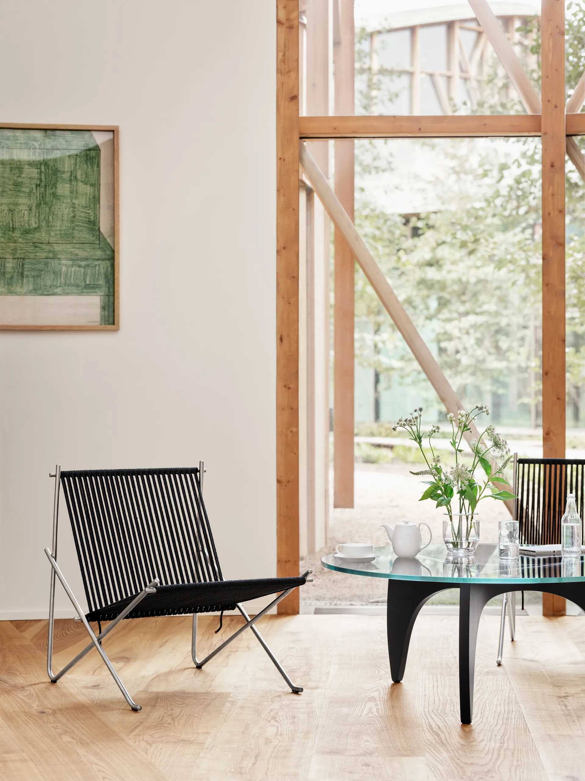 PK4 loungestol, Rostfritt stål-svart Fritz Hansen