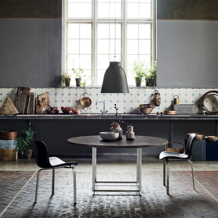 PK54 bord Ø140 cm, Rolled marble white-steel Fritz Hansen