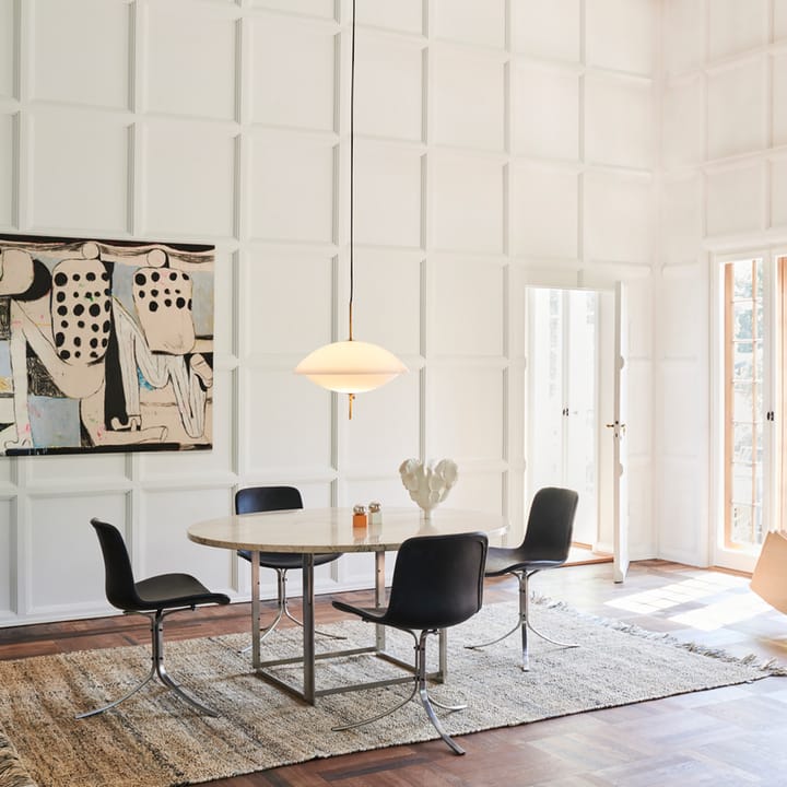 PK54 bord Ø140 cm, Rolled marble white-steel Fritz Hansen