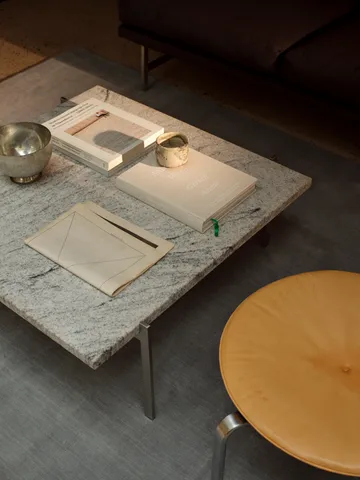 PK61 soffbord - Grey white granit-rostfritt stål, 80x80 cm - Fritz Hansen