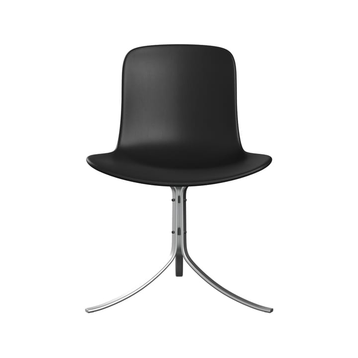 PK9 stol - Leather aura black-steel - Fritz Hansen