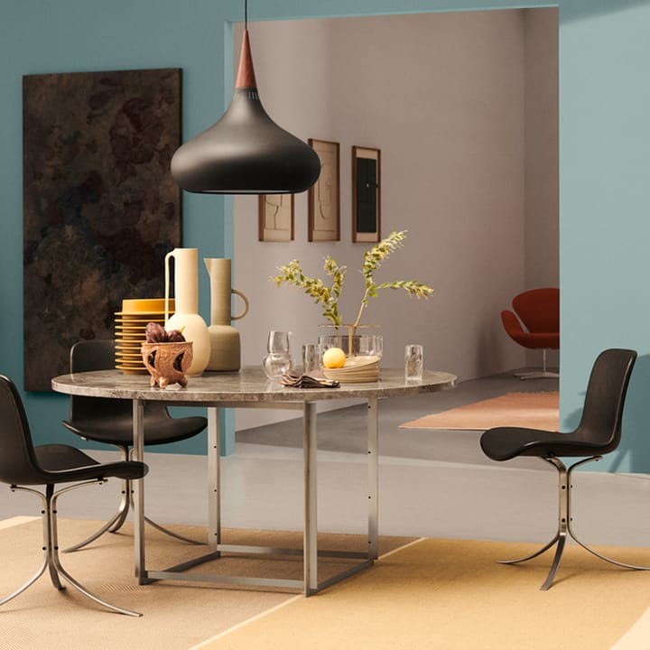 PK9 stol - Leather grace dark brown-steel - Fritz Hansen