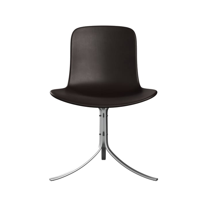 PK9 stol - Leather grace dark brown-steel - Fritz Hansen