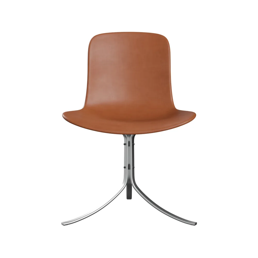 PK9 stol, Leather grace walnut-steel Fritz Hansen