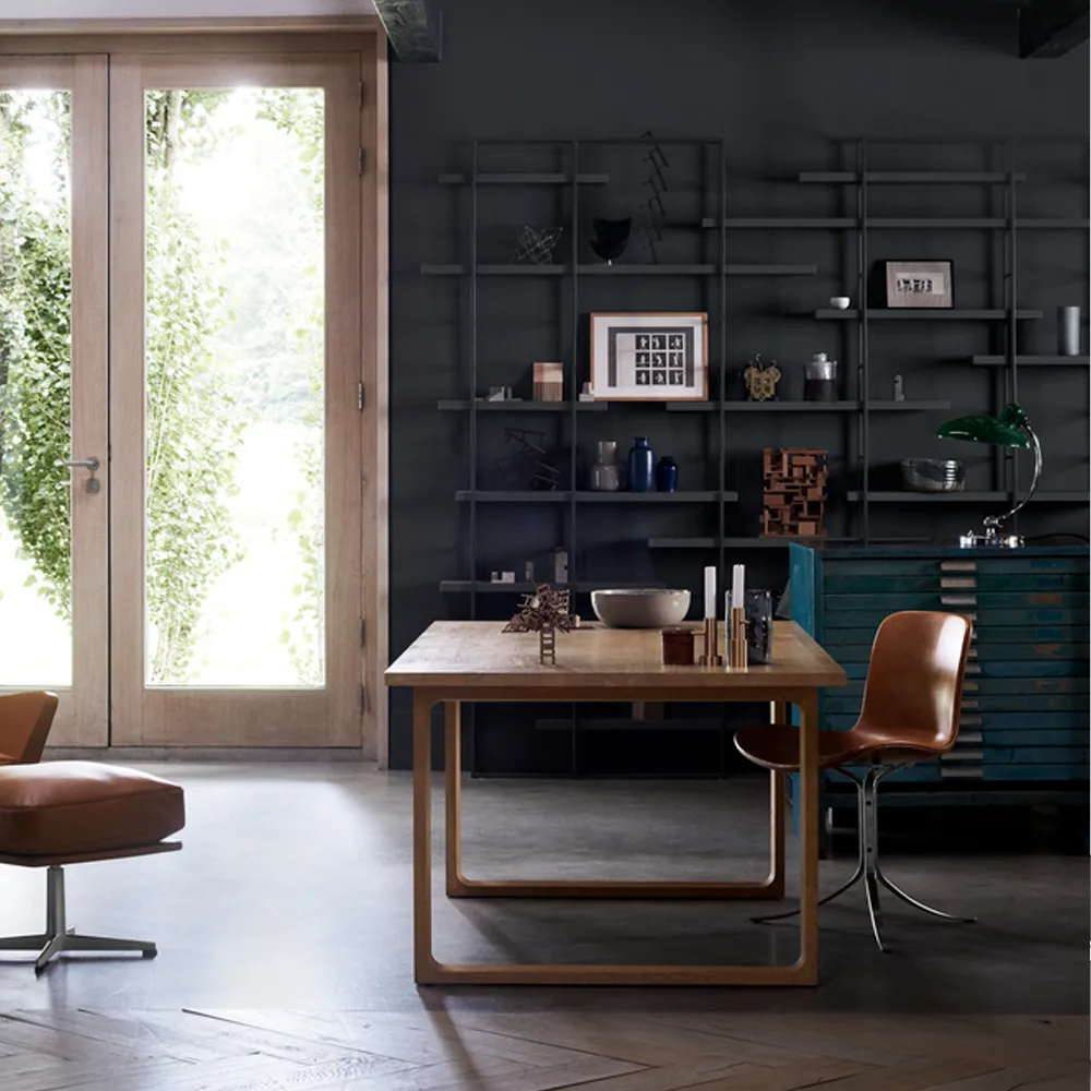 PK9 stol, Leather rustic-steel Fritz Hansen