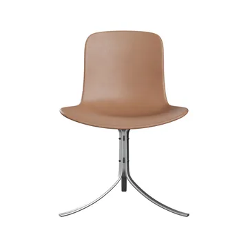 PK9 stol - Leather rustic-steel - Fritz Hansen