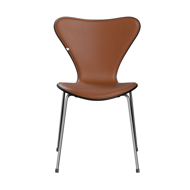 Sjuan 3107 framsidesklädd stol - Essential walnut läder-svart ask-krom - Fritz Hansen