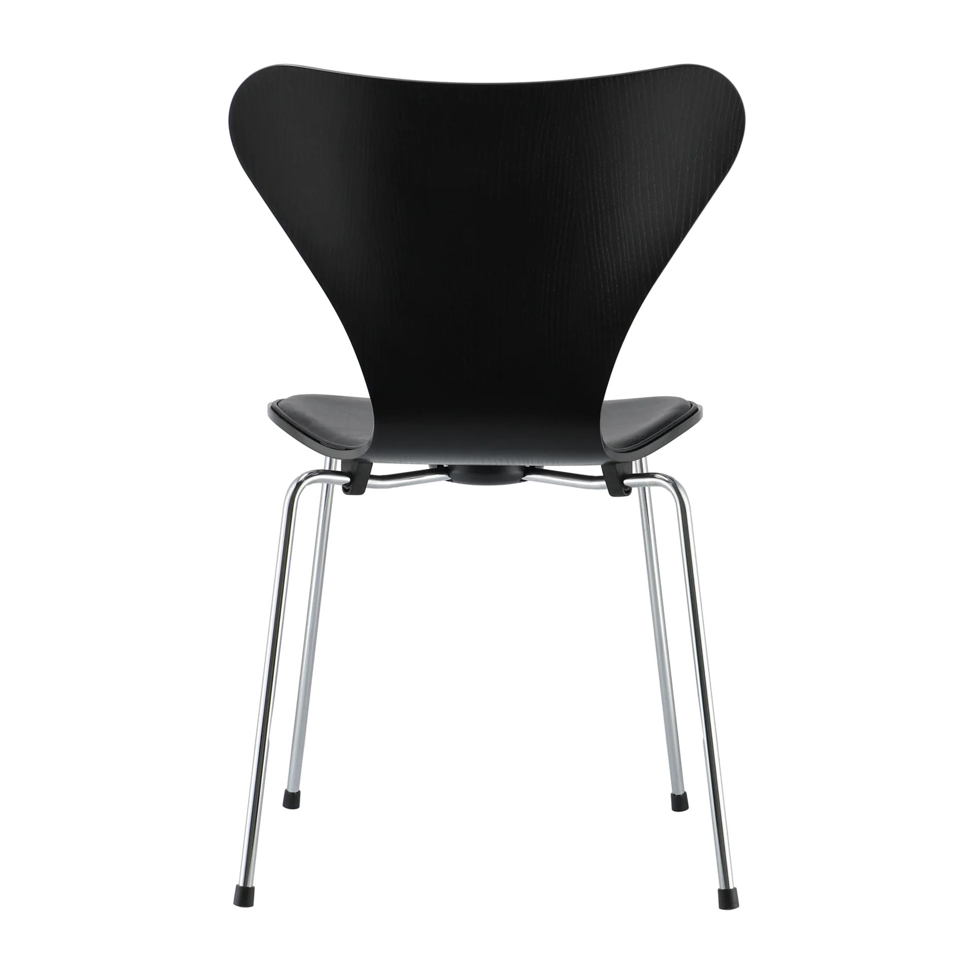 Sjuan 3107 framsidesklädd stol kampanj, Läder Wild black-svart ask-krom Fritz Hansen