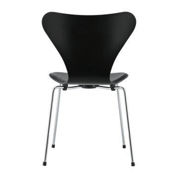 Sjuan 3107 framsidesklädd stol kampanj - Läder Wild black-svart ask-krom - Fritz Hansen