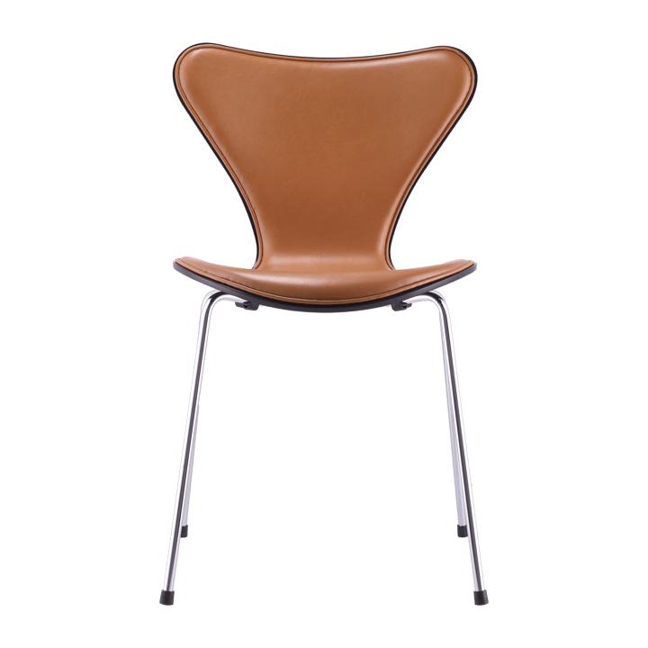 Sjuan 3107 framsidesklädd stol kampanj - läder wild walnut-svart ask-krom - Fritz Hansen