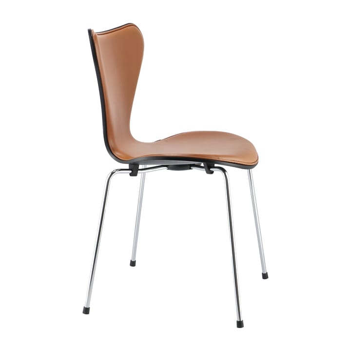 Sjuan 3107 framsidesklädd stol kampanj, Läder Wild walnut-svart ask-krom Fritz Hansen