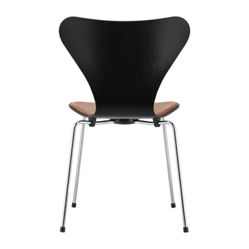 Sjuan 3107 framsidesklädd stol kampanj - Läder Wild walnut-svart ask-krom - Fritz Hansen