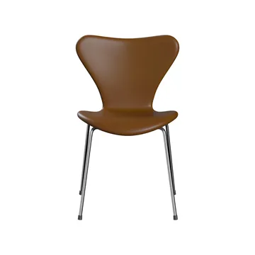 Sjuan 3107 helklädd stol - Läder Soft walnut, kromat stålstativ - Fritz Hansen