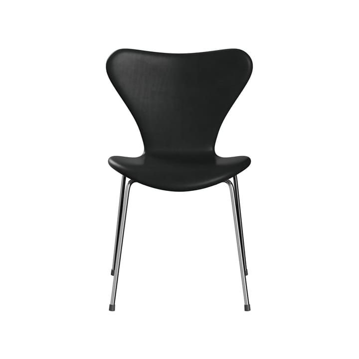 Sjuan 3107 helklädd stol - läder wild black, kromat stålstativ - Fritz Hansen