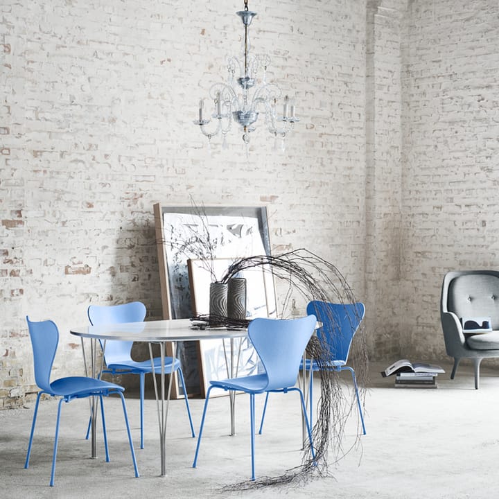 Sjuan 3107 stol - dusk blue, färgad ask, kromat stålstativ - Fritz Hansen