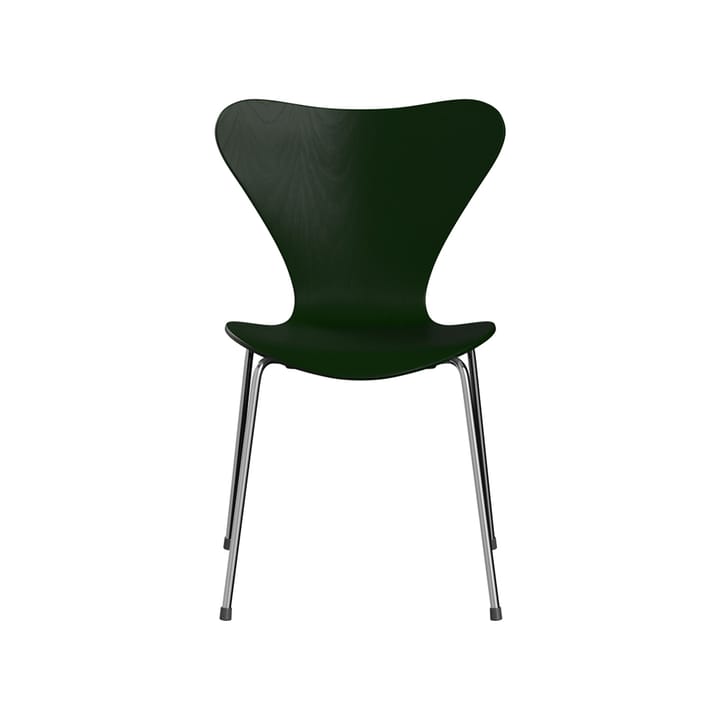 Sjuan 3107 stol - evergreen, målad ask, kromat stålstativ - Fritz Hansen