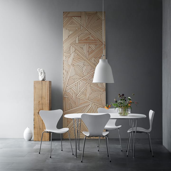 Sjuan 3107 stol - light beige, färgad ask, kromat stålstativ - Fritz Hansen