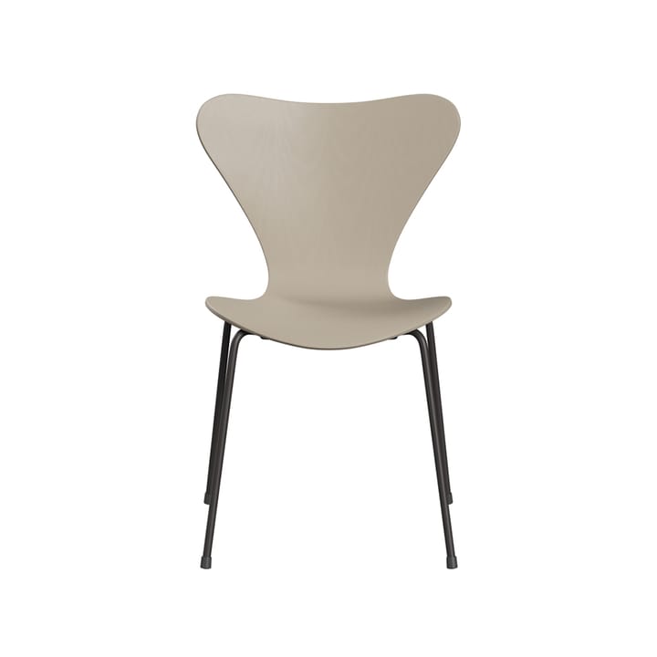 Sjuan 3107 stol - Ljusbeige-färgad ask-grafitgrått stativ - Fritz Hansen
