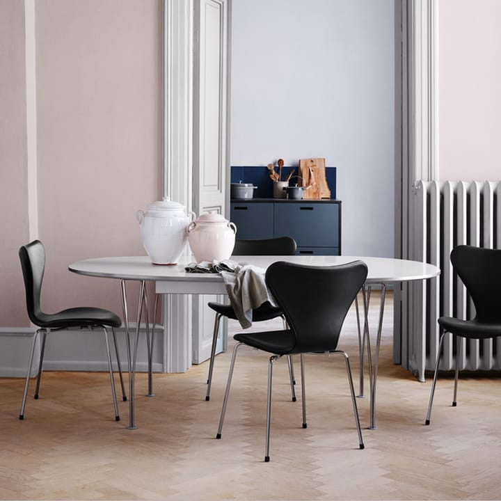 Sjuan 3107 stol, Nine grey-färgad ask-kromat stålstativ Fritz Hansen