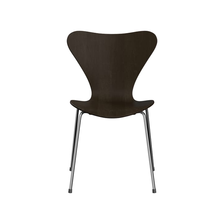 Sjuan 3107 stol - Oak dark stained-helt mörkbetsad ink kant-kromat stålstativ - Fritz Hansen