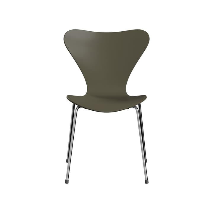 Sjuan 3107 stol - Olive green-lackad-kromat stålstativ - Fritz Hansen