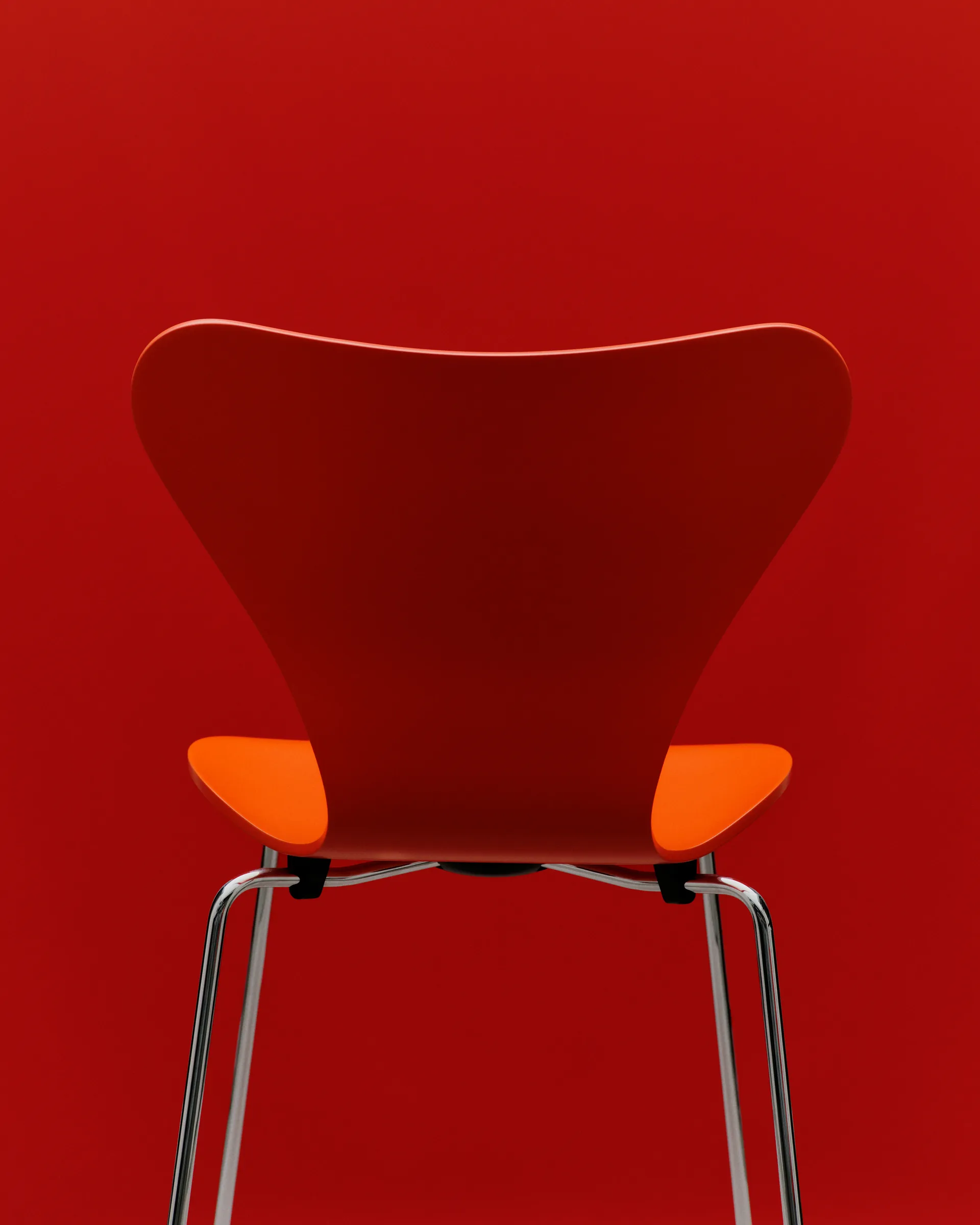 Sjuan 3107 stol, Orange-rostfritt stål Fritz Hansen