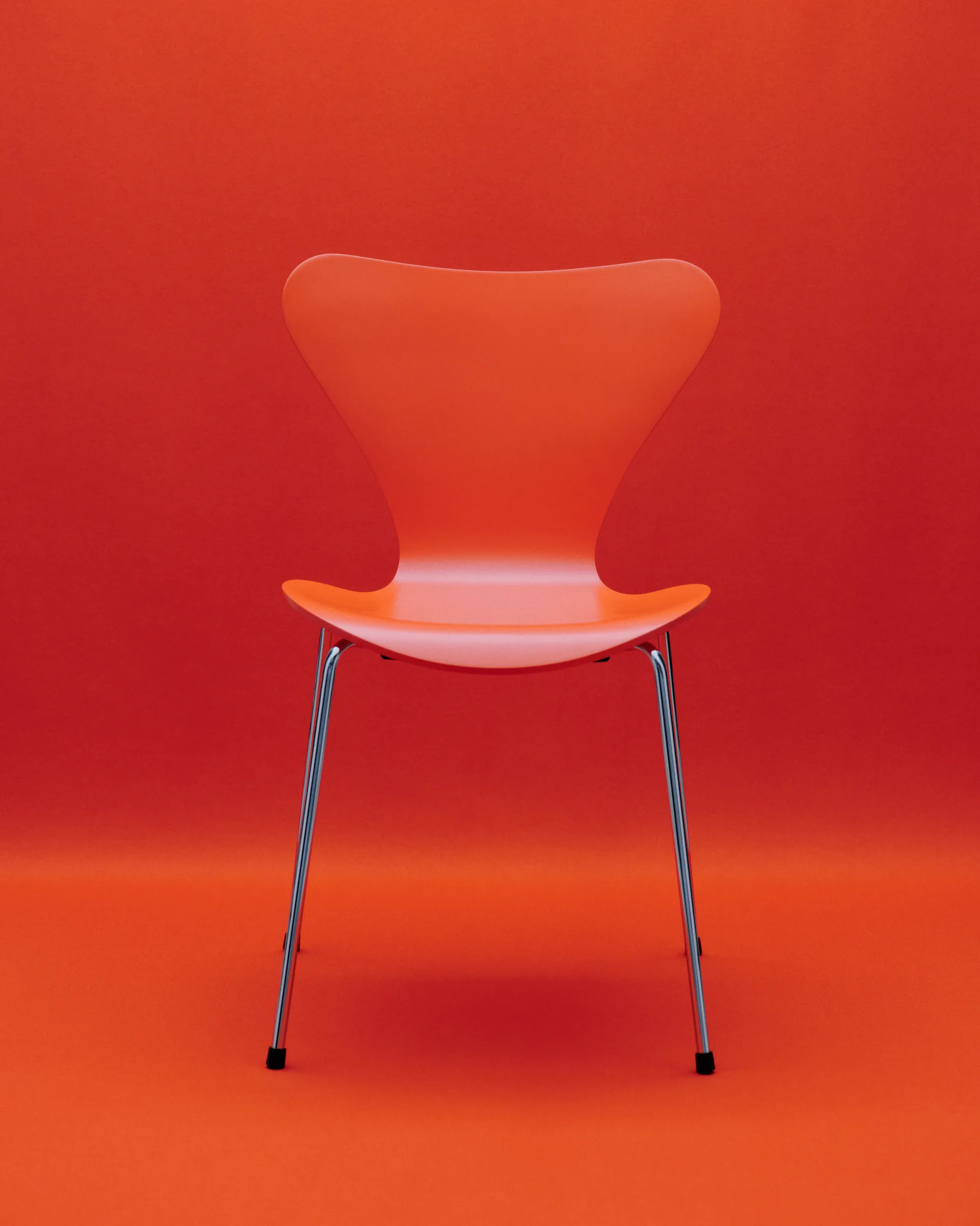 Sjuan 3107 stol, Orange-rostfritt stål Fritz Hansen