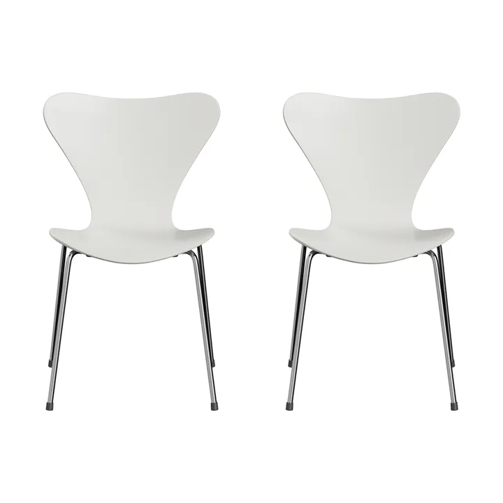 Sjuan 3107 stol, Vitlackad-kromat stålstativ, 2-pack - Fritz Hansen