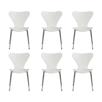 Sjuan 3107 stol, Vitlackad-kromat stålstativ, 6-pack - Fritz Hansen