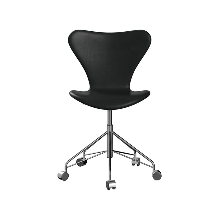 Sjuan 3117 helklädd kontorsstol kampanj - Leather wild black-chrome - Fritz Hansen