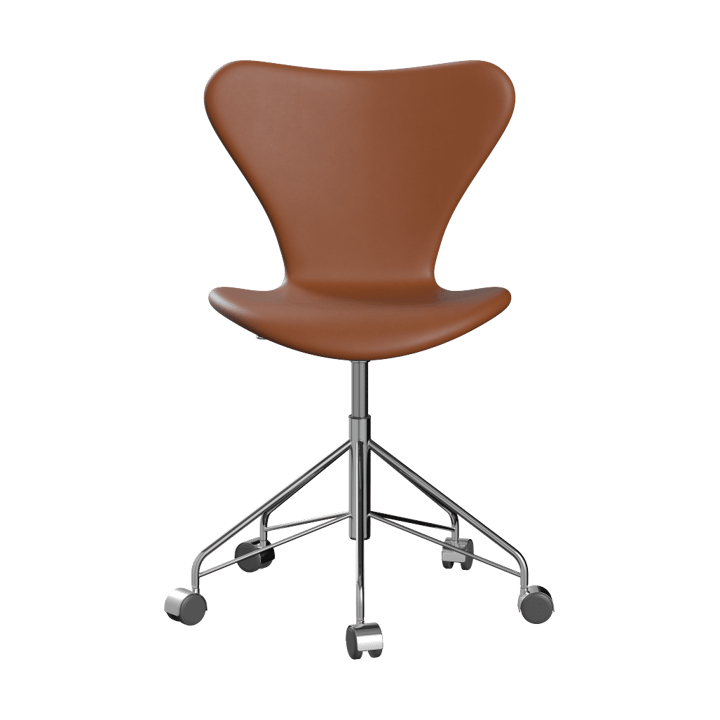 Sjuan 3117 helklädd kontorsstol mjuka hjul - Essential walnut leather-chrome - Fritz Hansen