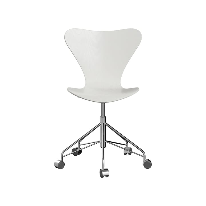 Sjuan 3117 kontorsstol hårda hjul - Coloured ash white-chrome - Fritz Hansen