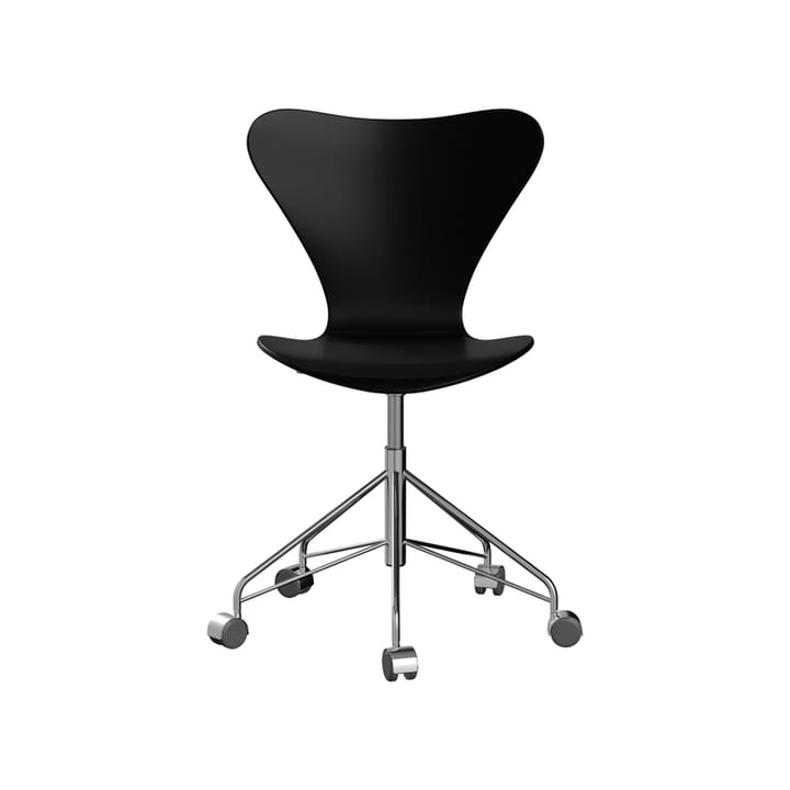 Sjuan 3117 kontorsstol hårda hjul - Lacquered beech black-chrome - Fritz Hansen