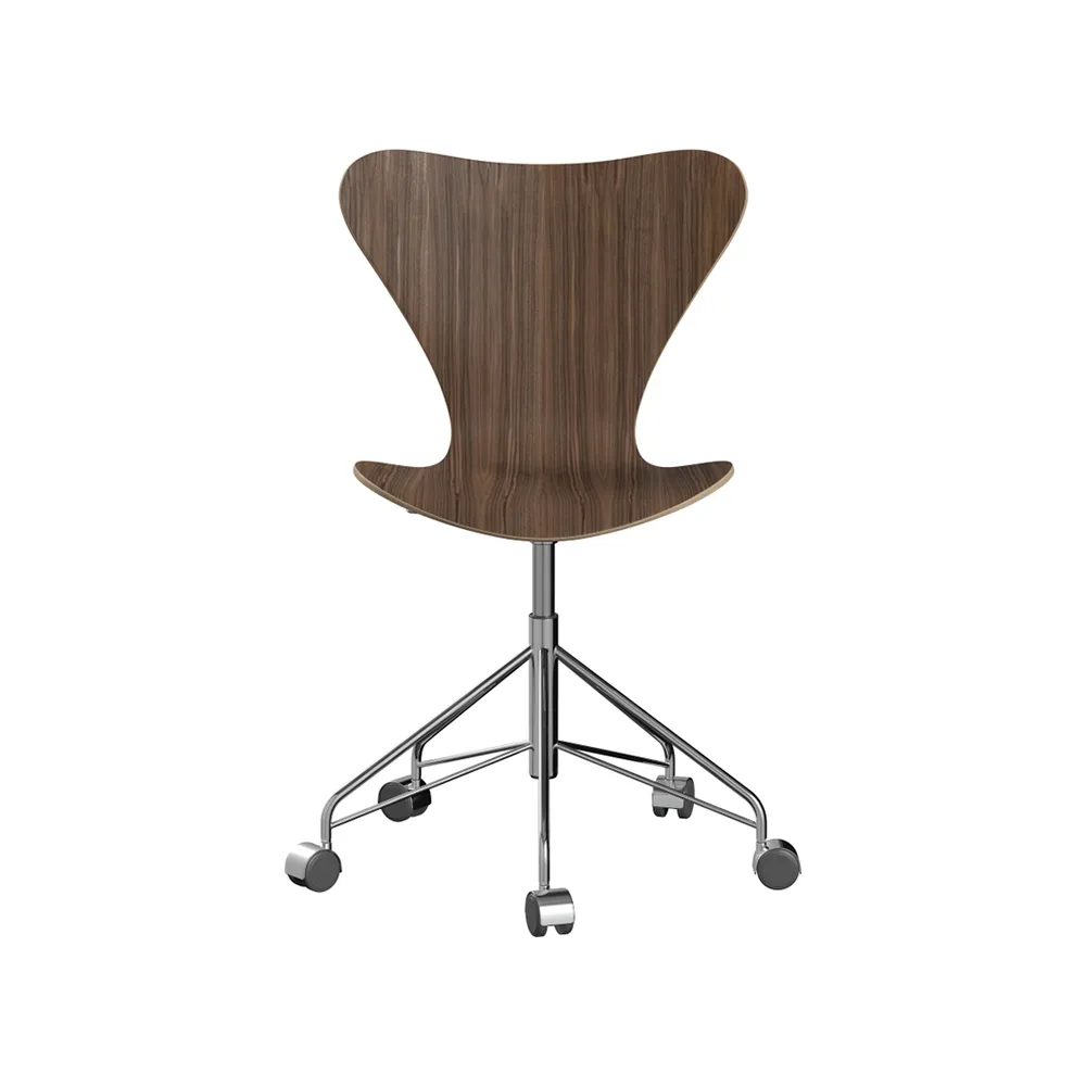 Sjuan 3117 kontorsstol hårda hjul, Lacquered walnut-chrome Fritz Hansen