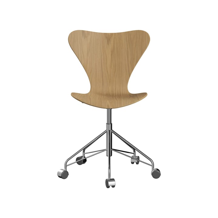 Sjuan 3117 kontorsstol mjuka hjul - Lacquered oak-chrome - Fritz Hansen