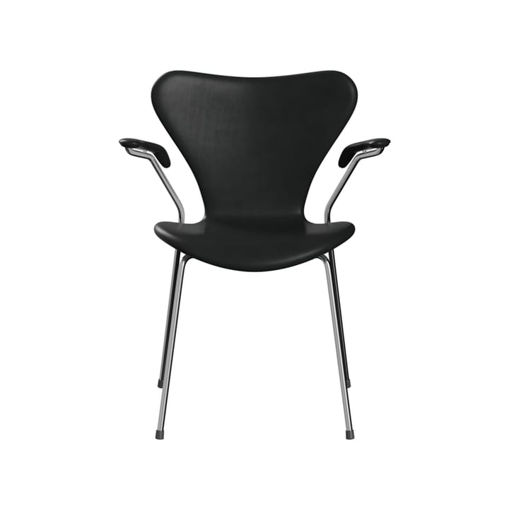 Sjuan 3207 helklädd karmstol - Leather grace black - Fritz Hansen