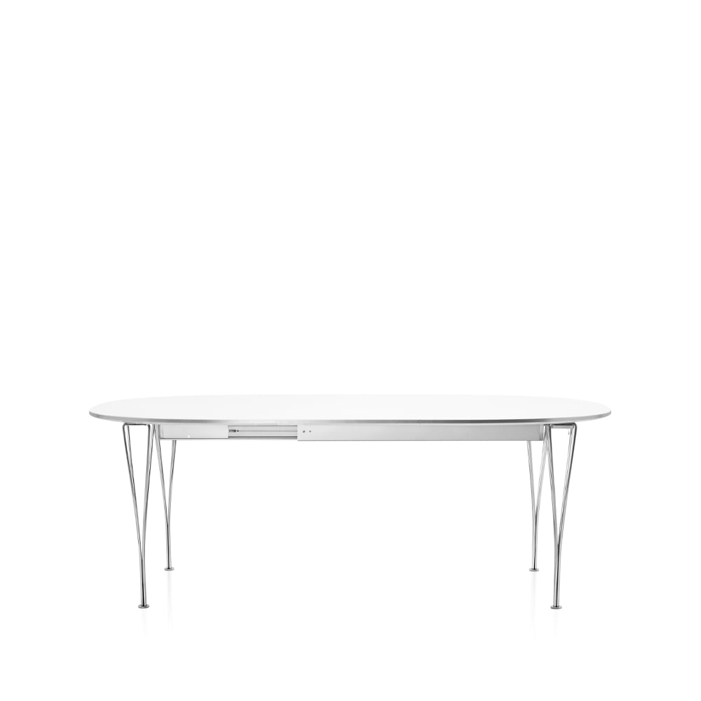 Fritz Hansen Superellips B619 matbord Vit laminat 2 ilägg-krom