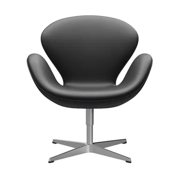Svanen 3320 fåtölj - Essential läder black-borstad aluminium - Fritz Hansen