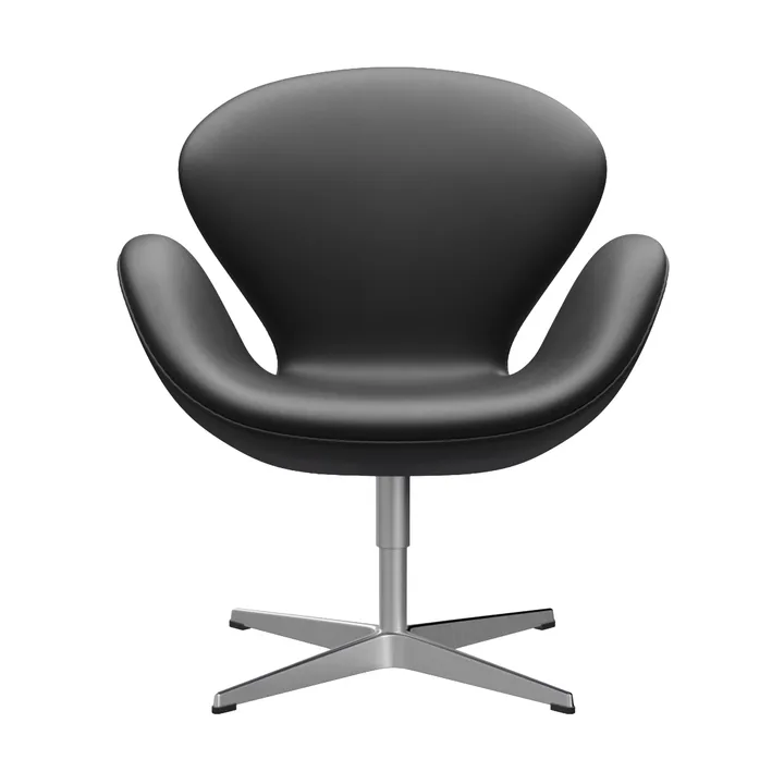 Svanen 3320 fåtölj - Essential läder black-borstad aluminium - Fritz Hansen