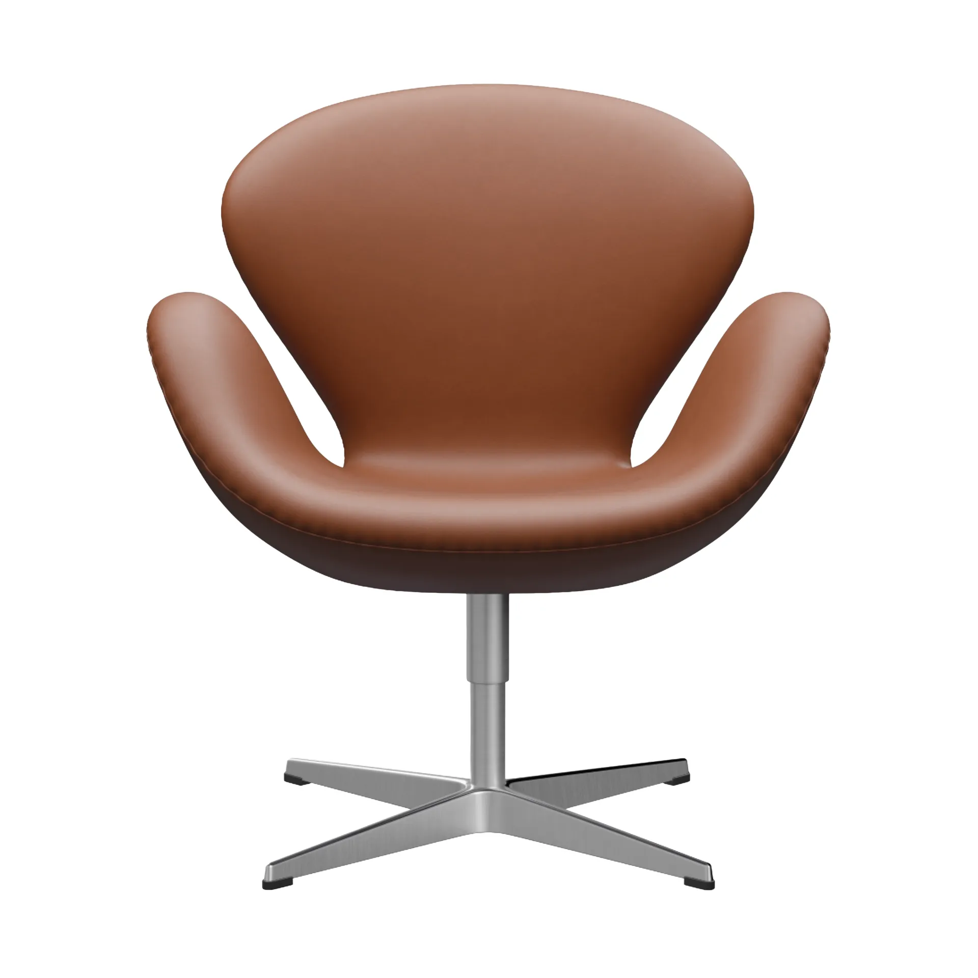 Svanen 3320 fåtölj, Essential läder walnut-borstad aluminium Fritz Hansen