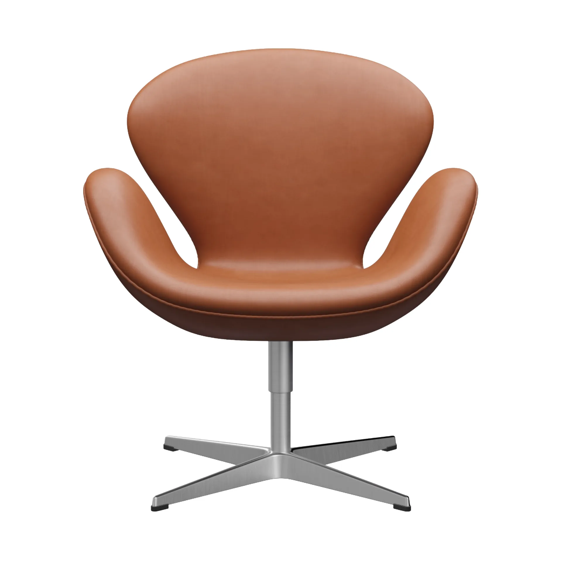 Svanen 3320 fåtölj, Grace läder walnut-borstad aluminium Fritz Hansen