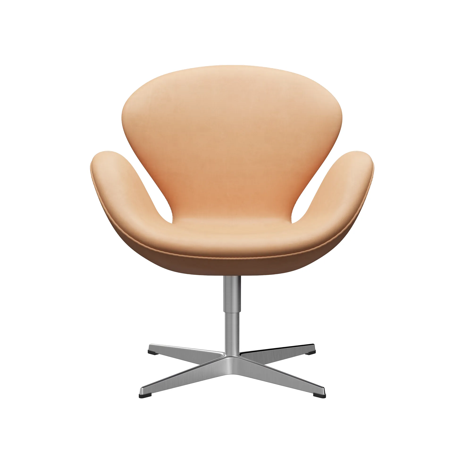 Svanen 3320 fåtölj, Natural läder-borstad aluminium Fritz Hansen