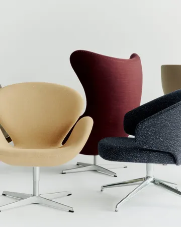 Svanen 3320 fåtölj - Natural läder-borstad aluminium - Fritz Hansen