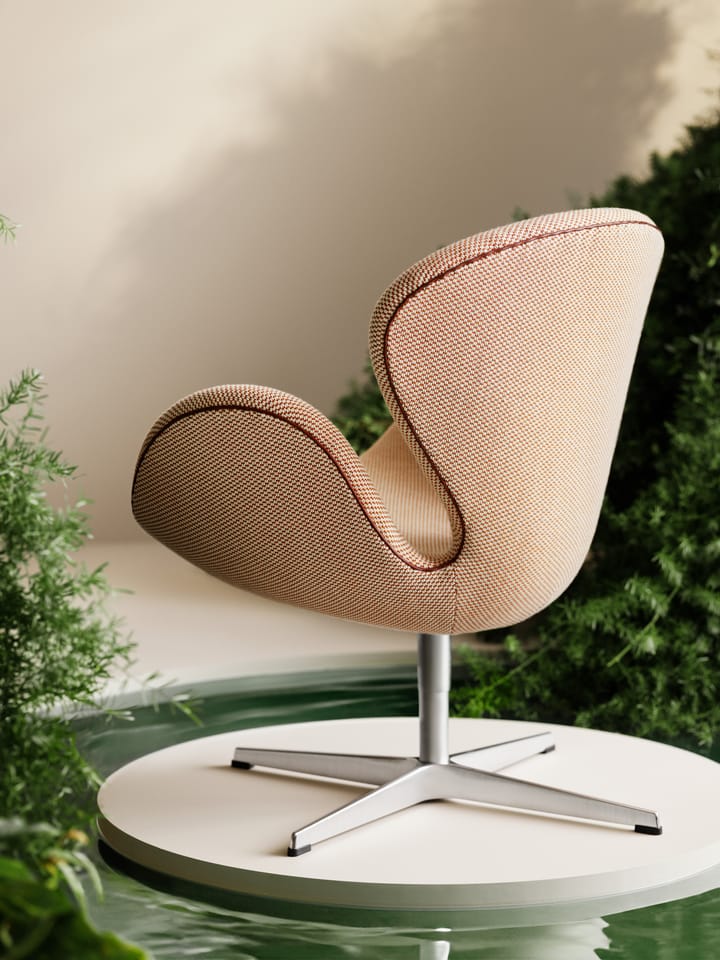 Svanen 3320 fåtölj special edition, Serpentine creme bronze-grace leather chestnut-borstat aluminium Fritz Hansen