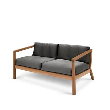 Virkelyst soffa 2-sits teak - Tyg outdoor textile charcoal - Fritz Hansen