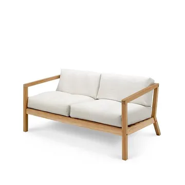 Virkelyst soffa 2-sits teak - Tyg outdoor textile white - Fritz Hansen
